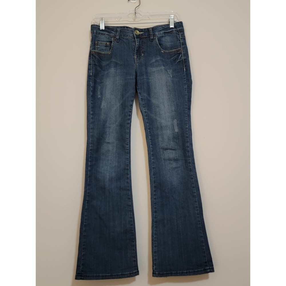 Indigo‎ Bank Jeans Women Blue Wash Flare Leg Denim Pants waist 31